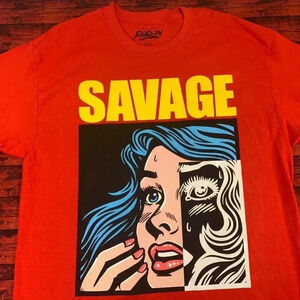 Mens Popular Poison Red T Shirt sz Large “Savage” New